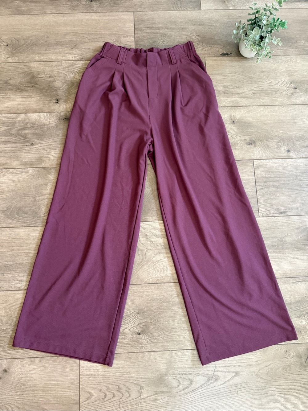 HALRA Wide-Leg High-Waist Pants in Plum Size Small - Picture 4 of 9